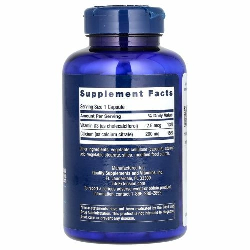 Life Extension, Цитрат кальция с витамином with D, 200 вегетарианских капсул