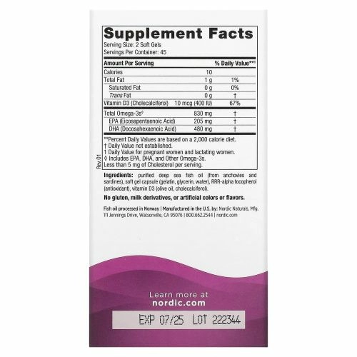 Nordic Naturals Prenatal DHA пренатальная ДГК для беременных 500 мг, 90 мягких капсул