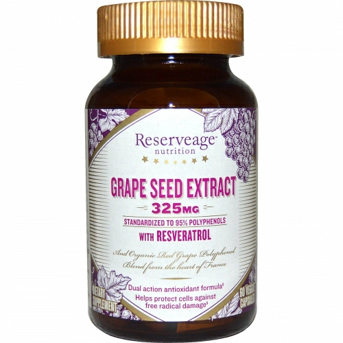 ReserveAge Nutrition, Экстракт семечек винограда, 325 мг, 60 веганских капсул