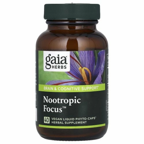 Gaia Herbs, Nootropic Focus, 40 веганских жидких фитокапсул