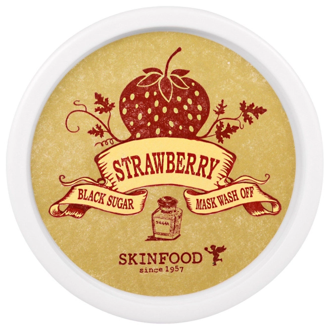 Skinfood, Черный сахар, клубничная смываемая маска, 100 г