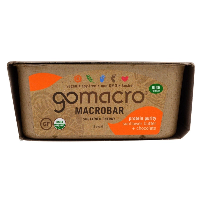 GoMacro, Macrobar, Protein Purity, Sunflower Butter+ Chocolate, 12 bars (2.3 oz each)