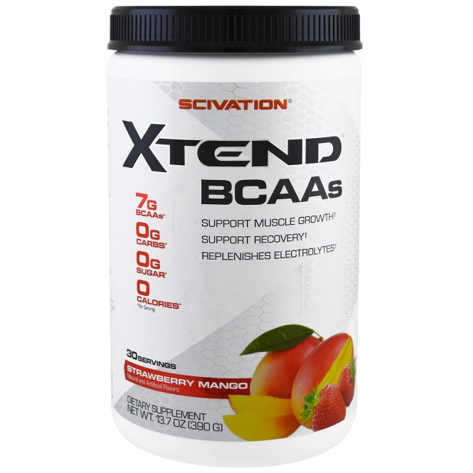 Scivation, Аминокислоты с разветвленной цепью Xtend, клубника и манго, 13,7 унц. (390 г)