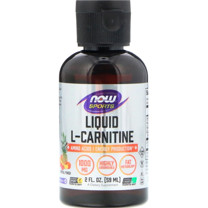 Now Foods, Sports Liquid L-Carnitine, Tropical Punch, 1000 mg, 2 fl oz (59 ml)