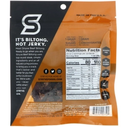 Stryve Foods, Protein Snacks Beef Biltong, Teriyaki, 2.25 oz (64 g)