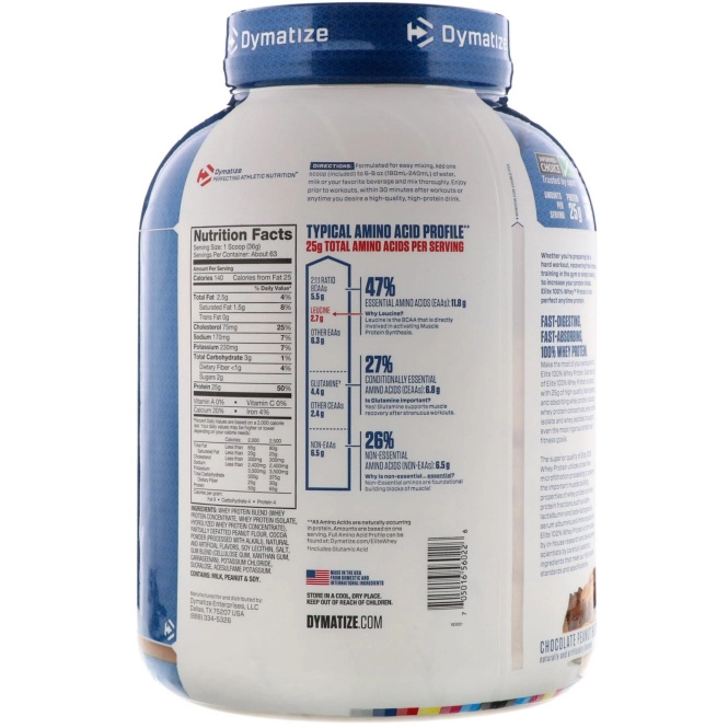 Dymatize Nutrition, Протеин Elite 100% Whey, шоколад и арахисовое масло, 5 фунтов (2,3 кг)