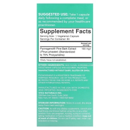 Viva Naturals, French-Maritime Pycnogenol`` 60 растительных капсул