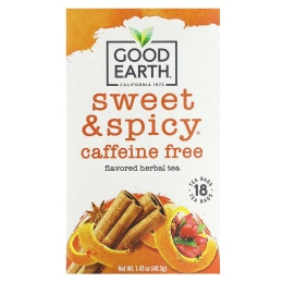 Good Earth Teas, травяной чай, сладкий и пряный, без кофеина, 18 чайных пакетиков, 40,5 г (1,43 унции)