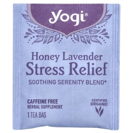 Yogi Tea, Stress Relief, мед и лаванда, без кофеина, 16 чайных пакетиков, 29 г (1,02 унции)