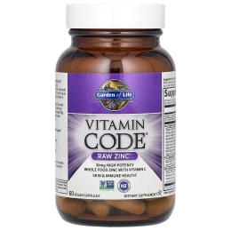 Garden of Life Vitamin CODE RAW ZINC, 60 растительных капсул