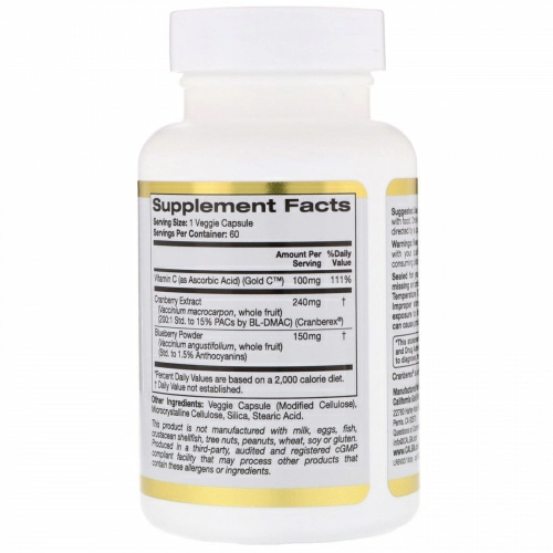 California Gold Nutrition, CranBlue C, Cranberex, здоровье мочи, 60 вегетарианских капсул