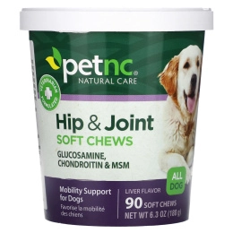 petnc NATURAL CARE, Природная забота о питомцах, Защита бедер и суставов со вкусом печени, 90 жевательных таблеток
