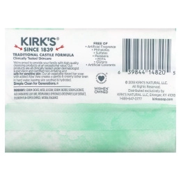 Kirk's, Нежное кастильское мыло с кокосовым маслом премиального качества, успокаивающее алоэ вера, 3 батончика по 113 г (4 унции)