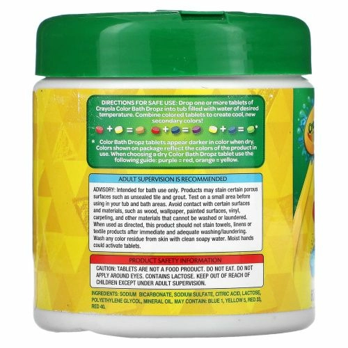 Crayola, Цвет, Bath Dropz, 60 таблеток