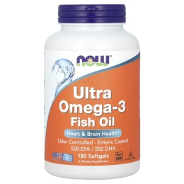 Ультра омега-3, Ultra Omega-3 Now Foods 500 ЭПК/250 ДГК, 180 желатиновых капсул