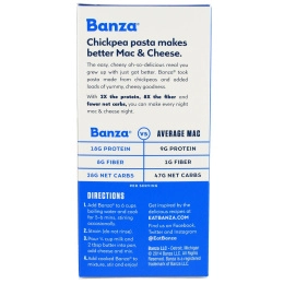 Banza, Мак-и-чиз паста с нутом, белый чеддер, 156 г (5,5 унций)