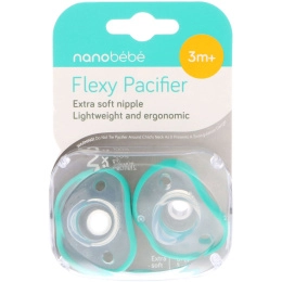 Nanobebe, Мягкая соска-пустышка, с 3 месяцев, сине-зеленый, 2 шт.