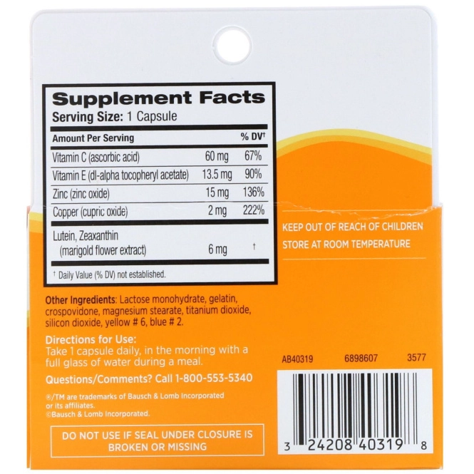 Bausch & Lomb, Лютеин и зеаксантин, 36 капсул