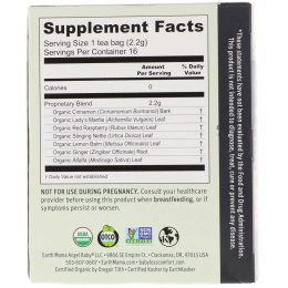 Earth Mama, 100% органический чай для особых дней, восстанавливающие травы и корица, 16 чайных пакетиков, 1,23 унц. (35 г)