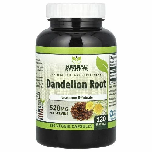 Herbal Secrets, Корень одуванчика, 520 мг, 120 растительных капсул