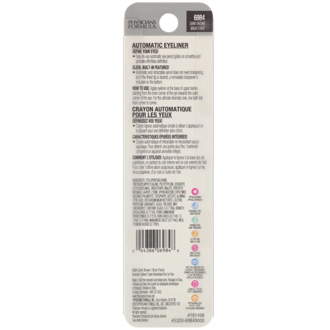 Physicians Formula, Автоматическая подводка для глаз Eye Definer, создание контура, темно-коричневый, 0,2 г