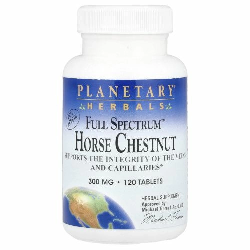Planetary Herbals, «Полный спектр», конский каштан, 300 мг, 120 таблеток