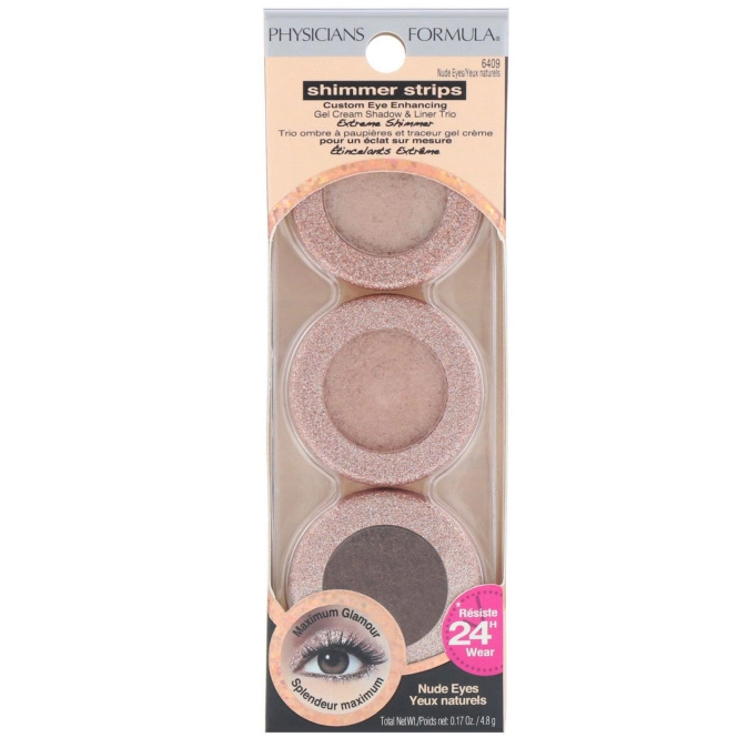 Physicians Formula, Shimmer Strips, трио гель-кремовых теней и подводки для глаз с шиммером, Extreme Shimmer, пастельные оттенки, 0,17 унции (4,8 г)