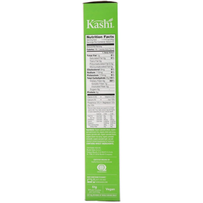 Kashi, Organic Sprouted Grains, Cereal, 9.5 oz (269 g)