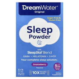 Dream Water, Оригинальный порошок для сна со смесью SleepStat ™, ягоды для сна, 10 пакетиков по 3 г (0,1 унции)