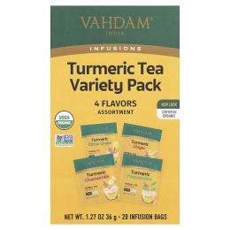 VAHDAM India, Infusions, травяной чай, набор из куркумы, без кофеина, 20 пакетиков для заваривания, 36 г (1,27 унции)