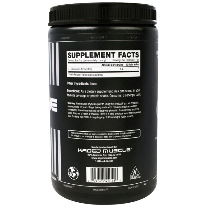 Kaged Muscle, Глутамин, без ароматизаторов, 1,1 фунта (500 г)