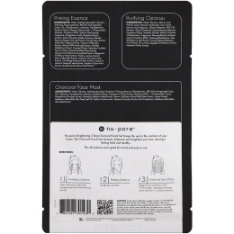 Nu-Pore, Набор для осветляющей 3-этапной маски для лица с углем, 1 упаковка