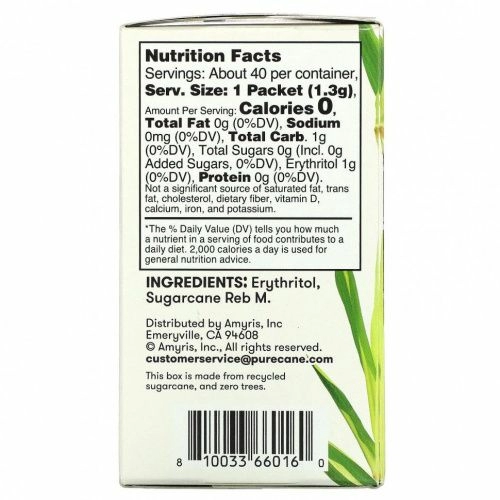 Purecane, Бескалорийное сладкое, 40 пакетиков по 1,3 г
