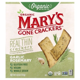 Mary's Gone Crackers, Organic Real Thin Crackers™, чеснок и розмарин, 113 г (4 унции)