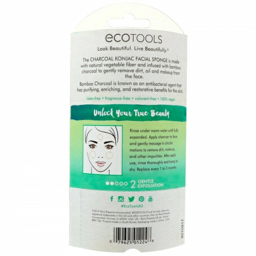EcoTools, Спонж для лица с углем и конджаком, 1 спонж
