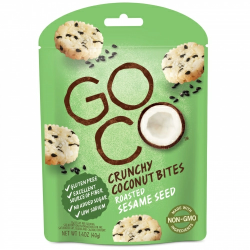 GoCo, Хрустящие кокосовые кусочки, Жареное семя кунжута, 1,4 унции (40 г)