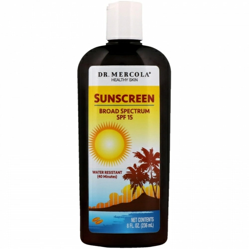 Dr. Mercola, Healthy Skin, солнцезащитный крем, фактор защиты SPF 15, 236 мл