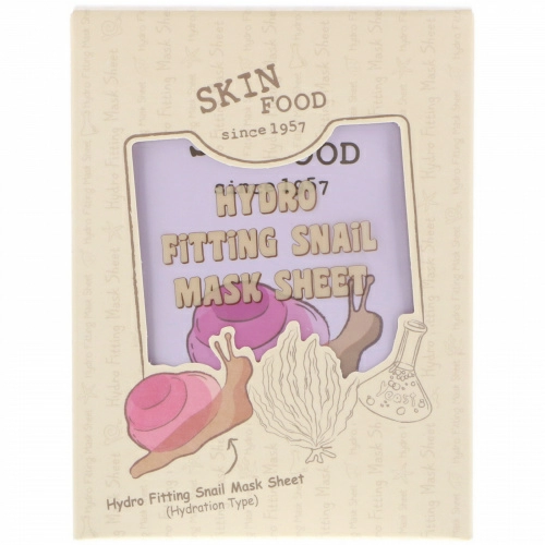 Skinfood, Hydro Fitting Snail Mask Sheet, 5 Sheets