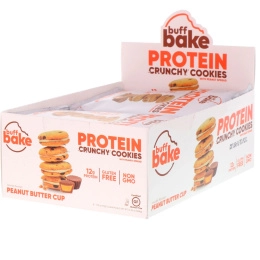 Buff Bake, Protein Crunchy Cookies, Peanut Butter Cup, 8 Cookie Packs, 1.79 oz (51 g) Each