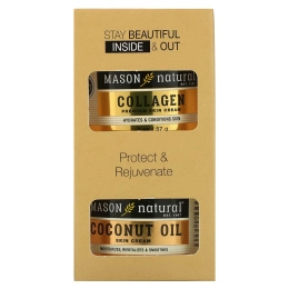 Mason Natural, Косметический крем с кокосовым маслом + косметический крем с коллагеном, 2 баночки по 2 унции (57 г)