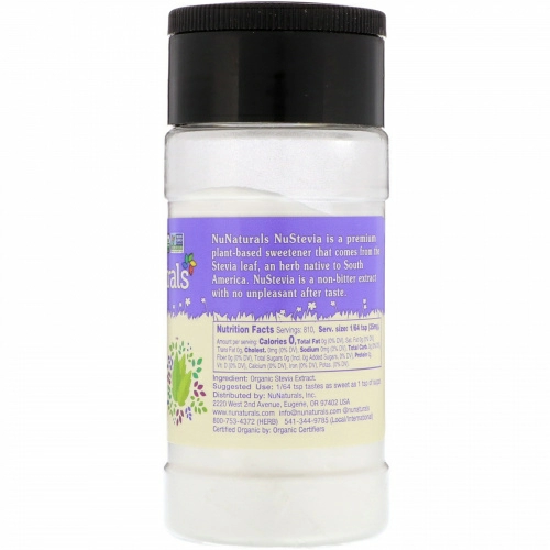 NuNaturals, Oрганическая чистая стевия, 28 г