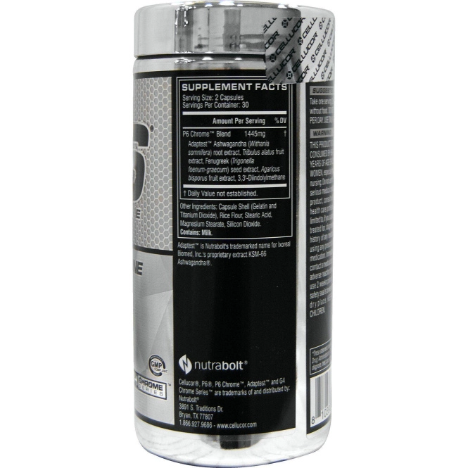 Cellucor, P6 Chrome, Testosterone Support, 60 Capsules