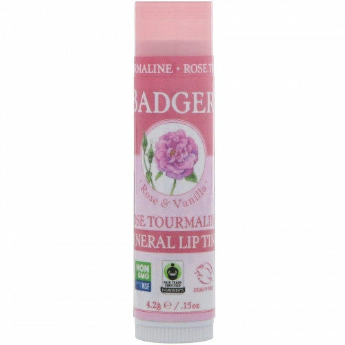 Badger Company, Минеральный блеск для губ, роза и турмалин, 4,2 г