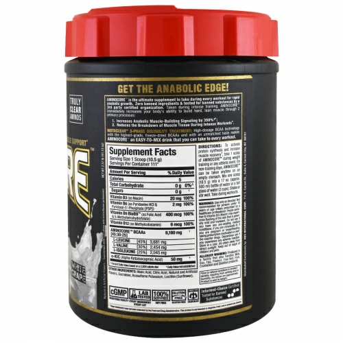 ALLMAX Nutrition, AMINOCORE, BCAA, 8G BCAAs, 100% Pure 45:30:25 Ratio, Gluten Free, White Grape, 2.57 lbs (1166 g)