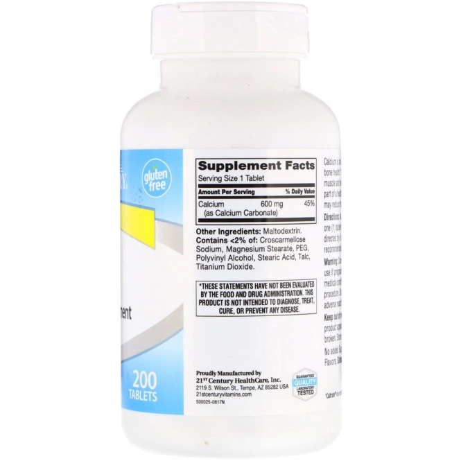 21st Century, Источник кальция 600, 200 таблеток