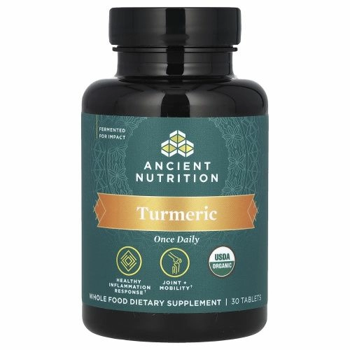 Dr. Axe / Ancient Nutrition, Куркума, один раз в день, 30 таблеток
