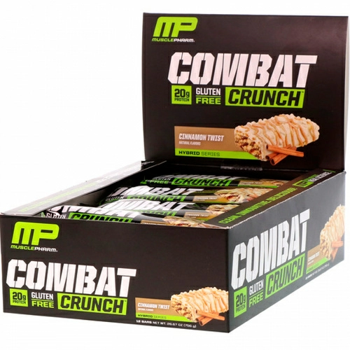 MusclePharm, Combat Crunch, корица, 12 батончиков, 63 г каждый