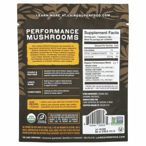 Laird Superfood, Грибы для повышения работоспособности, 3,17 унции (90 г)