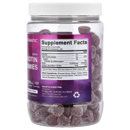 Vitamatic, веганские жевательные таблетки с биотином, со вкусом натурального малины, 240 жевательных таблеток