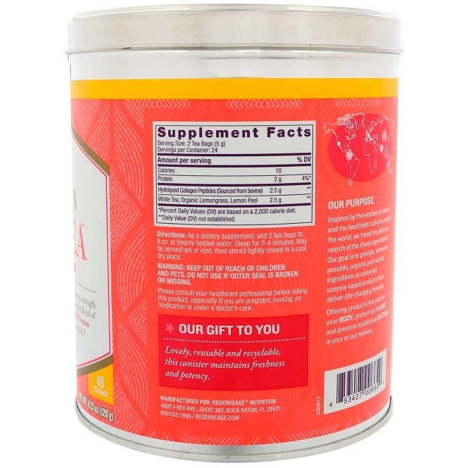 ReserveAge Nutrition, Collagen Beautea, White Tea + Lemon Flavor, 48 Tea Bags